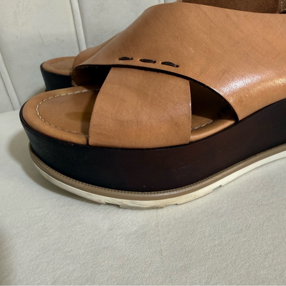 Kenneth Kole New York Brown Leather Platform Sandals Size EUR 39 - Picture 9 of 13